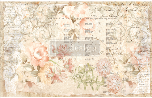 Re-Design Decoupage Decor Tissue Paper - Floral Parchment